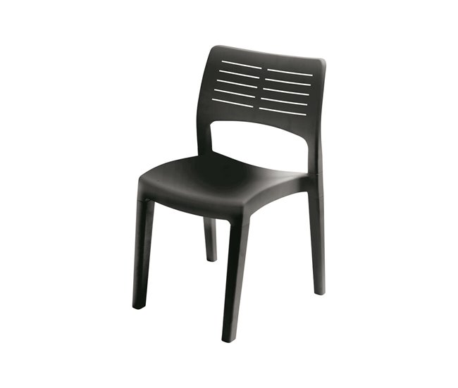 Conforama Silla de exterior Dantonin Asiento de jardín Silla para mesa de comedor Sillón de exterior 100% Made in Italy 50x51h82 Cm Antracita