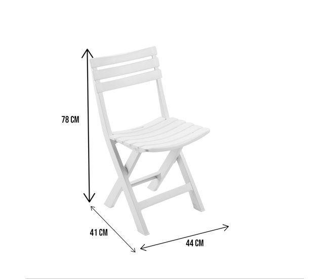 Conforama Silla De Exterior Danzivin Asiento De Jardín Plegable Silla Para Mesa De Comedor Sillón De Exterior 100% Made In Italy 44x41h78 Cm Blanco