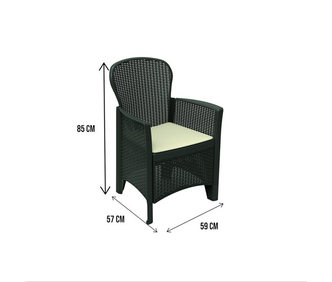 Conforama Silla De Exterior Dboatti Asiento De Jardín Sillón De Exterior Efecto Ratán 100% Made In Italy 59x57h85 Cm Antracita