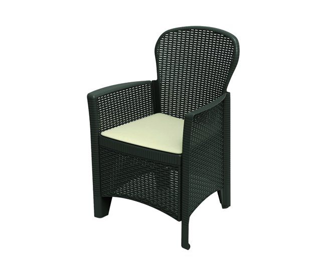 Conforama Silla de exterior Dboatti Asiento de jardín Sillón de exterior efecto ratán 100% Made in Italy 59x57h85 cm Antracita
