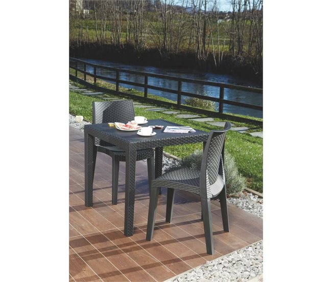 Conforama Silla De Exterior Dmondin Asiento De Jardín Silla Para Mesa De Comedor Sillón De Exterior Efecto Ratán 100% Made In Italy 48x55h86 Cm Antracita