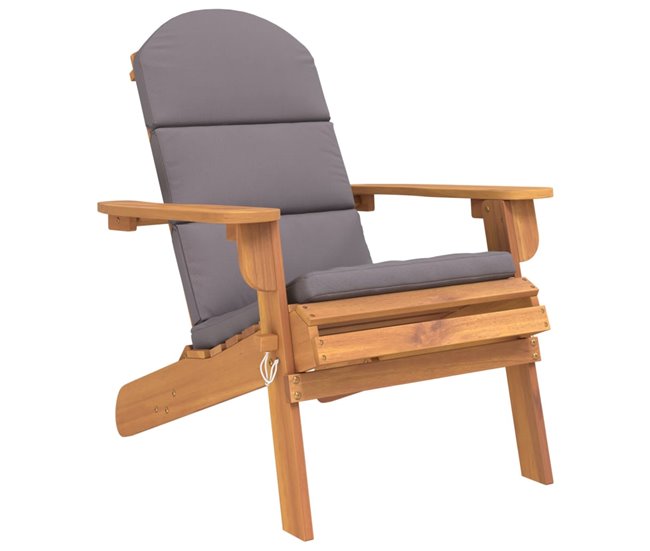Conforama Silla de jardin Adirondack con cojines madera maciza acacia