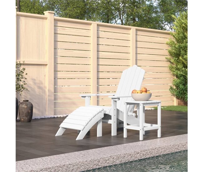 Conforama Silla De Jardin Adirondack Con Reposapiés Y Mesa HDPE Blanco