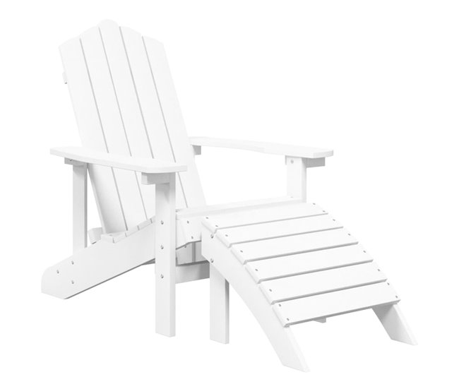 Conforama Silla De Jardin Adirondack Con Reposapiés Y Mesa HDPE Blanco