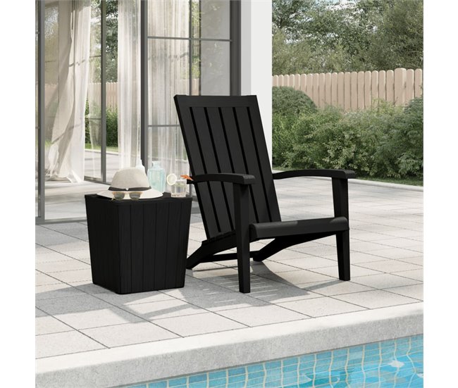Conforama Silla De Jardin Adirondack Polipropileno Negro