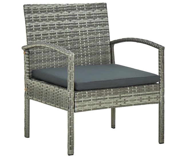 Conforama Silla De Jardin Con Cojin Ratán Sintético Gris