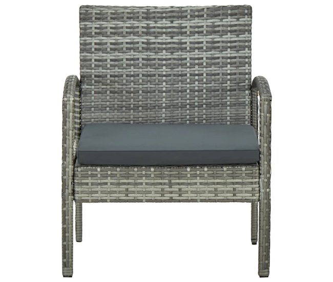 Conforama Silla de jardin con cojin ratán sintético gris