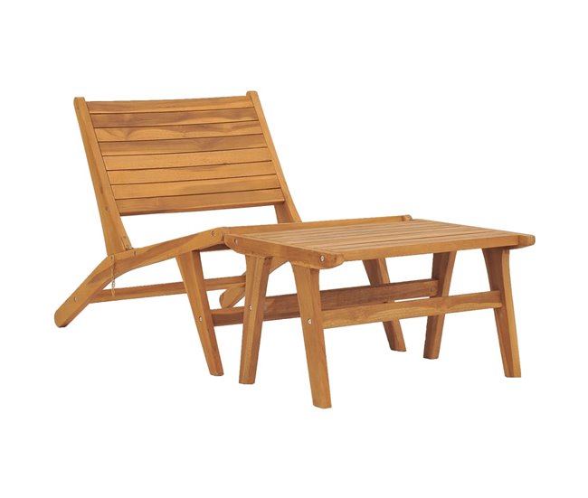 Conforama Silla De Jardin Con Reposapiés De Madera Maciza De Teca
