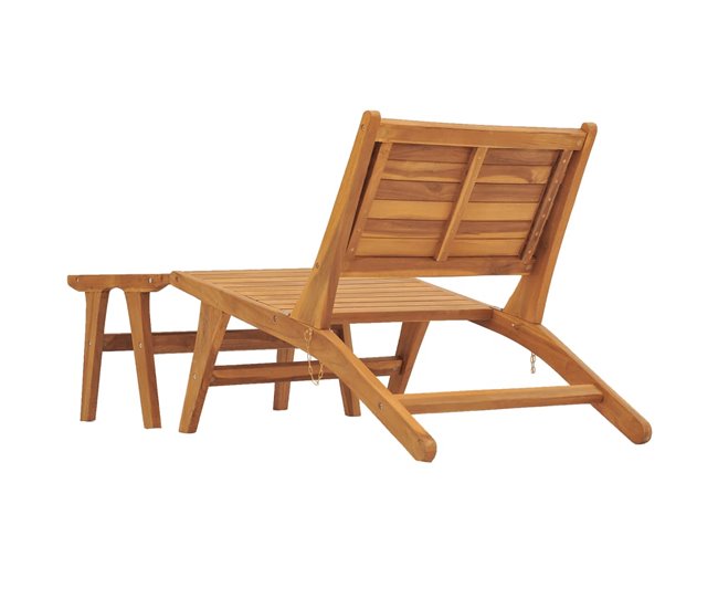 Conforama Silla De Jardin Con Reposapiés De Madera Maciza De Teca