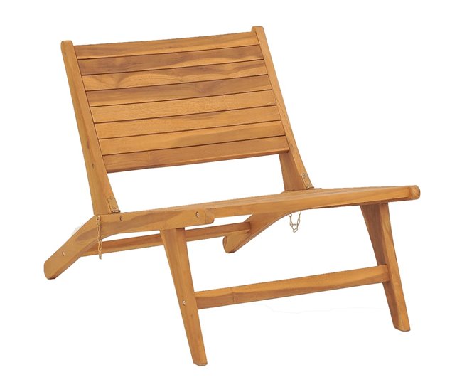 Conforama Silla De Jardin Con Reposapiés De Madera Maciza De Teca