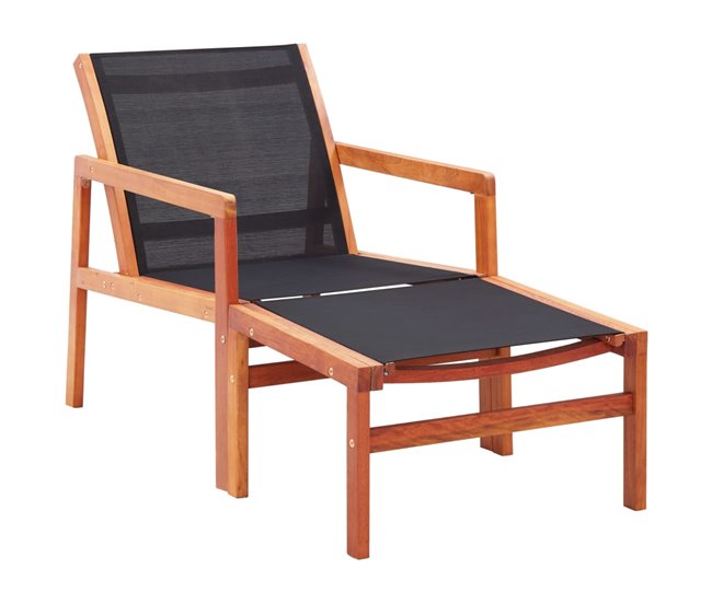 Conforama Silla De Jardin Con Reposapiés Madera De Eucalipto Y Textilene