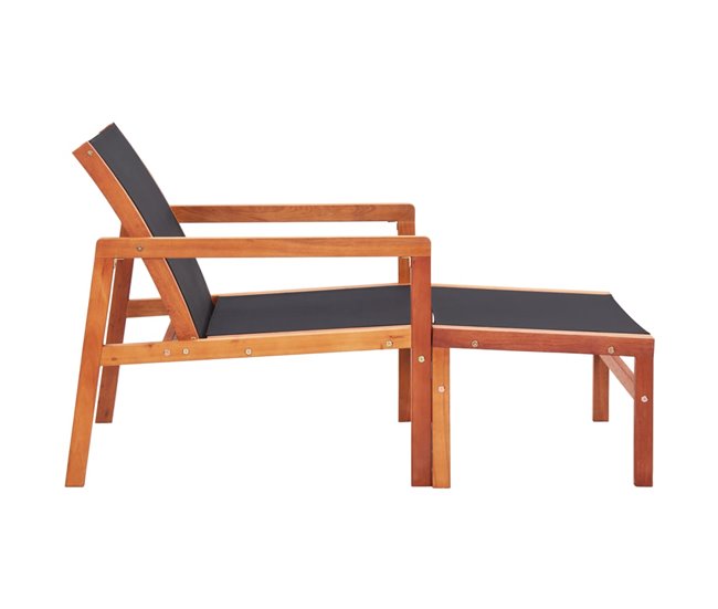 Conforama Silla De Jardin Con Reposapiés Madera De Eucalipto Y Textilene