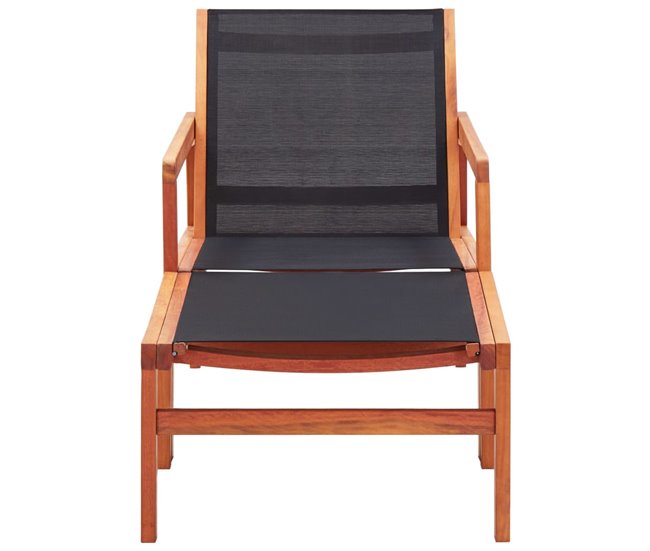 Conforama Silla de jardin con reposapiés madera de eucalipto y textilene