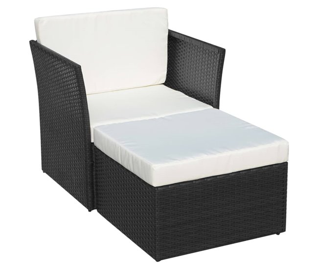 Conforama Silla De Jardin Con Taburete Poli Ratán Negra