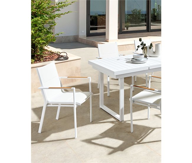 Conforama Silla De Jardín Conjunto De 4 Metal Blanco BUSSETO