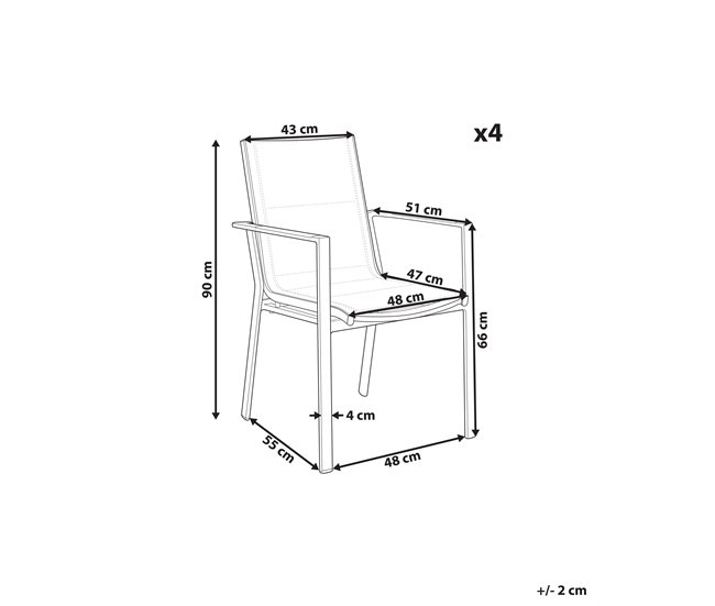 Conforama Silla De Jardín Conjunto De 4 Metal Blanco BUSSETO