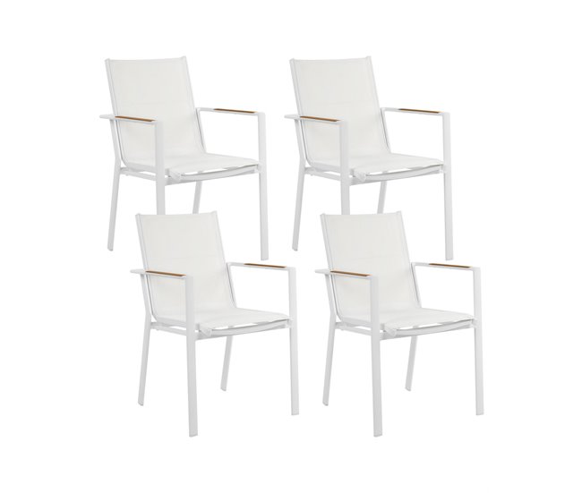 Conforama Silla de jardín Conjunto de 4 Metal Blanco BUSSETO