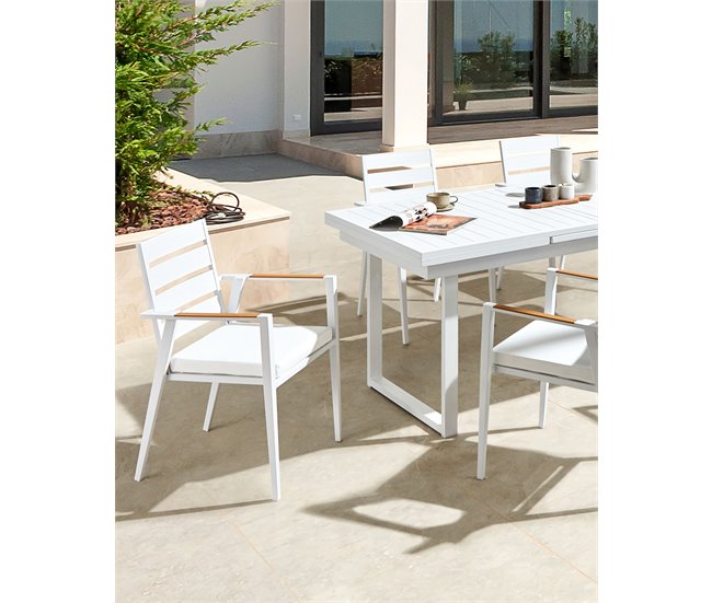 Conforama Silla De Jardín Conjunto De 4 Metal Blanco TAVIANO