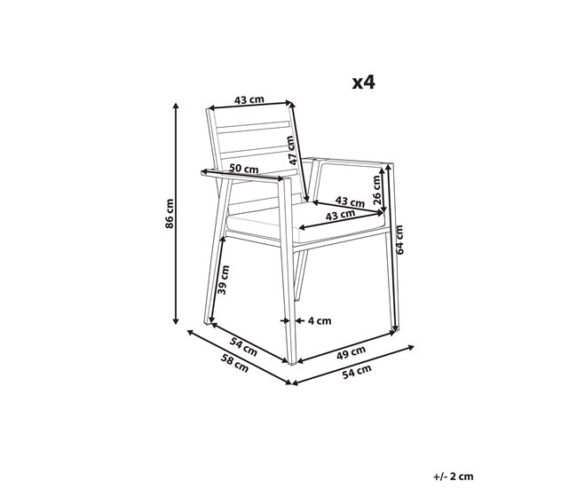 Conforama Silla De Jardín Conjunto De 4 Metal Blanco TAVIANO