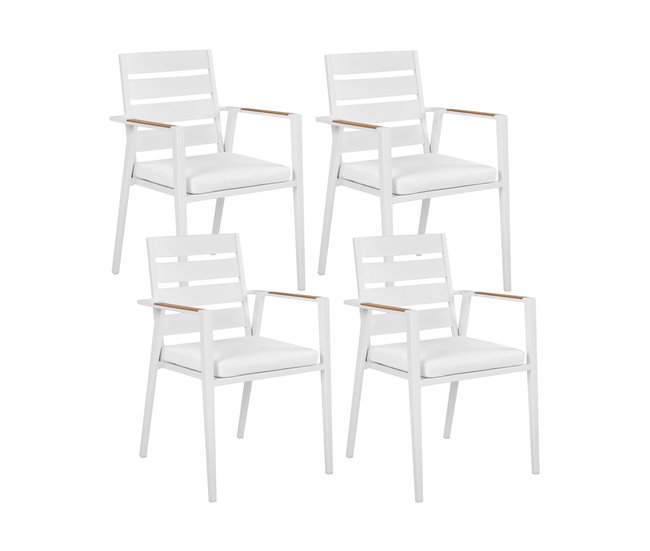 Conforama Silla de jardín Conjunto de 4 Metal Blanco TAVIANO