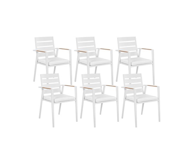 Conforama Silla de jardín Conjunto de 6 Metal Blanco TAVIANO