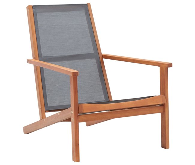 Conforama Silla De Jardin De Madera Maciza De Eucalipto Y Textilene Gris