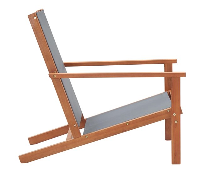 Conforama Silla De Jardin De Madera Maciza De Eucalipto Y Textilene Gris