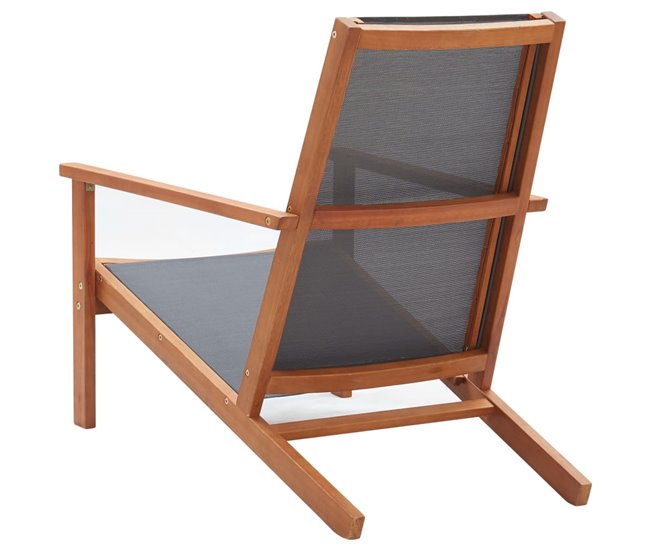 Conforama Silla De Jardin De Madera Maciza De Eucalipto Y Textilene Gris