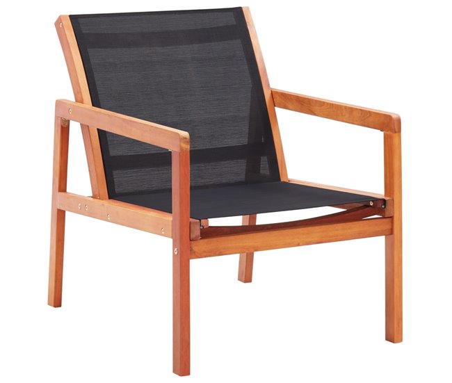 Conforama Silla De Jardin De Madera Maciza De Eucalipto Y Textilene Negro