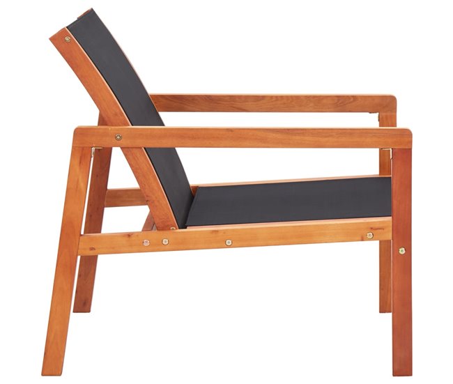 Conforama Silla De Jardin De Madera Maciza De Eucalipto Y Textilene Negro