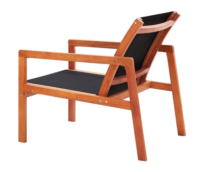 Conforama Silla De Jardin De Madera Maciza De Eucalipto Y Textilene Negro