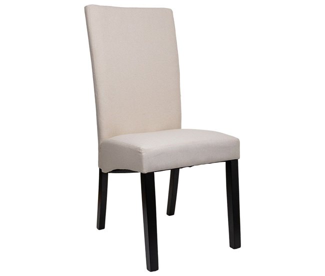 Conforama Silla de madera acolchada beige de 49x48x102 cm