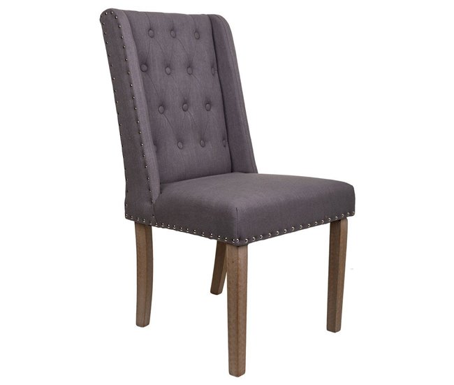 Conforama Silla de madera acolchada marrón de 53x53x102 cm