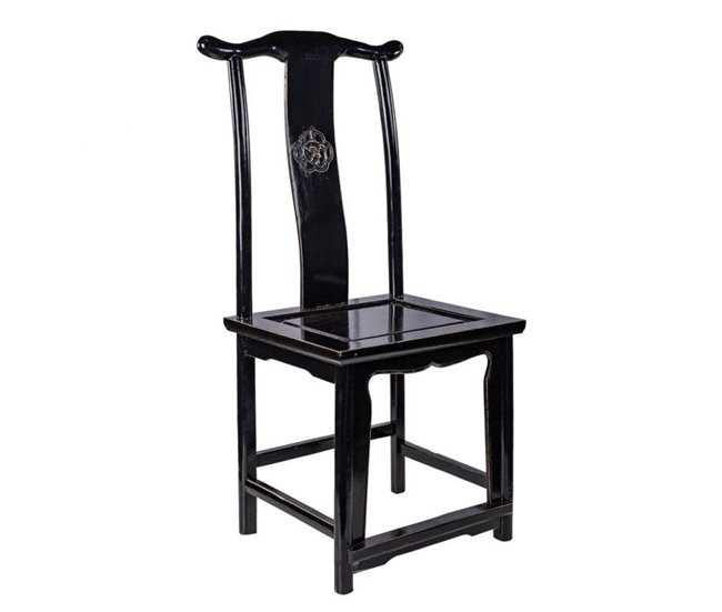 Conforama Silla de madera con acabado artesanal negro 119x42x49 cm