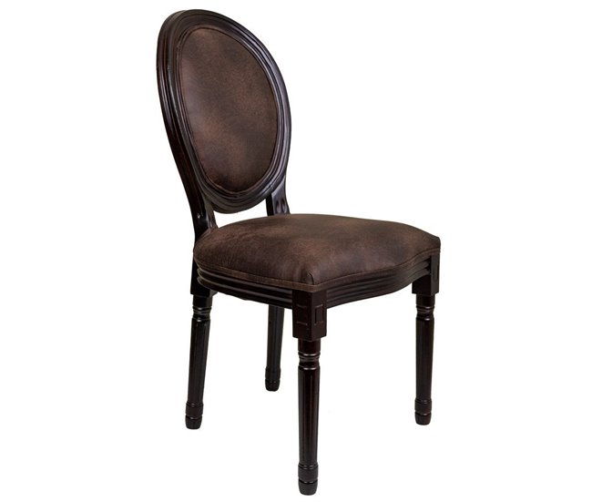 Conforama Silla de madera de caucho tapizada marrón 48x46x96 cm