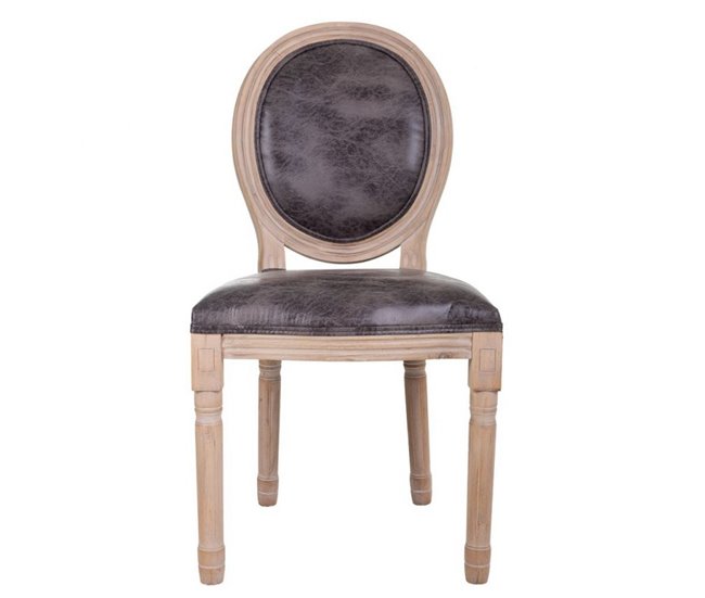 Conforama Silla de madera tapizada color gris marengo de 48x46x96cm