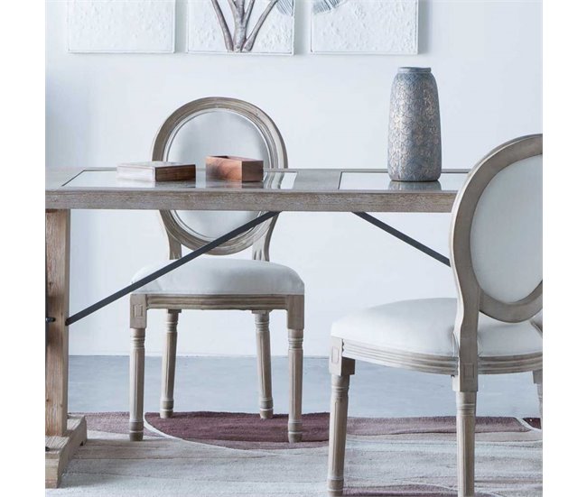 Conforama Silla De Madera Tapizada En Color Beige Con Unas Medidas De 48x46x96 Cm