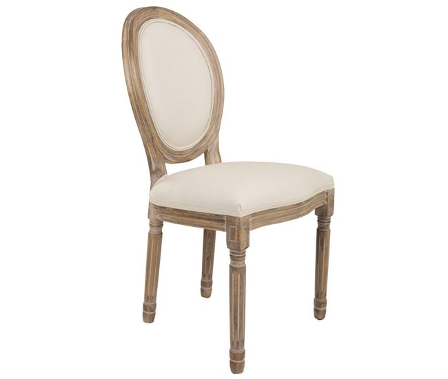 Conforama Silla de madera tapizada en color beige con unas medidas de 48x46x96 cm