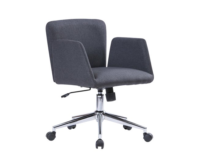 Conforama Silla de oficina Daase Sillón con reposabrazos Asiento de oficina ergonómico 54x55h65/84 cm Gris