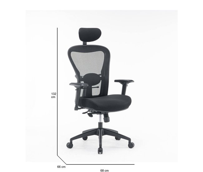 Conforama Silla De Oficina Dachi Silla Ejecutiva De Malla Con Reposabrazos Asiento De Oficina Ergonómico 66x68h120/132 Cm Negro