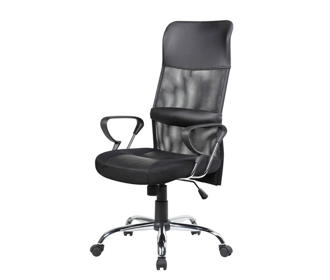 Conforama Silla De Oficina Daguirr Sillón Presidencial Con Reposabrazos Silla De Oficina Ergonómica 56x61h111/121 Cm Negro