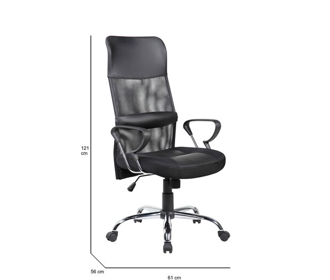 Conforama Silla De Oficina Daguirr Sillón Presidencial Con Reposabrazos Silla De Oficina Ergonómica 56x61h111/121 Cm Negro