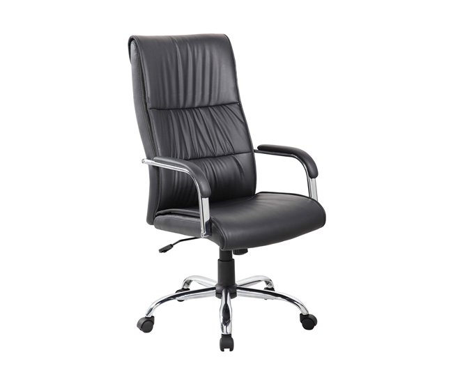 Conforama Silla de oficina Dalbin Sillón alto presidencial con reposabrazos Silla de oficina ergonómica 69x60h120/130 cm Negro