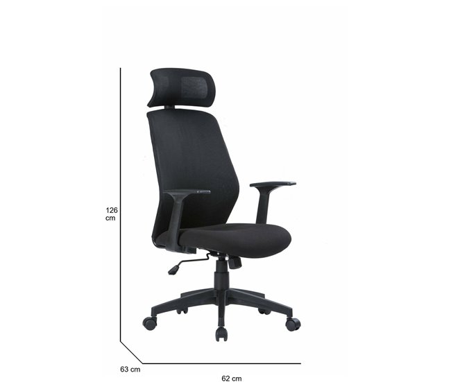 Conforama Silla De Oficina Dapril Sillón Presidencial Con Reposabrazos Y Reposacabezas Silla De Oficina Ergonómica 63x62h117/126 Cm Negro