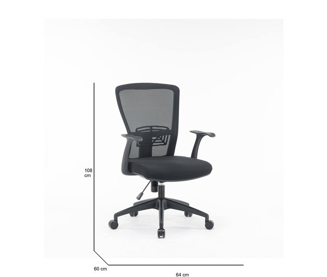 Conforama Silla De Oficina Dcas Silla De Trabajo De Malla Con Reposabrazos Asiento De Oficina Ergonómico 60x64h98/108 Cm Negro
