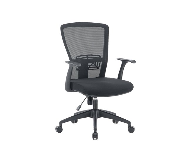 Conforama Silla de oficina Dcas Silla de trabajo de malla con reposabrazos Asiento de oficina ergonómico 60x64h98/108 cm Negro