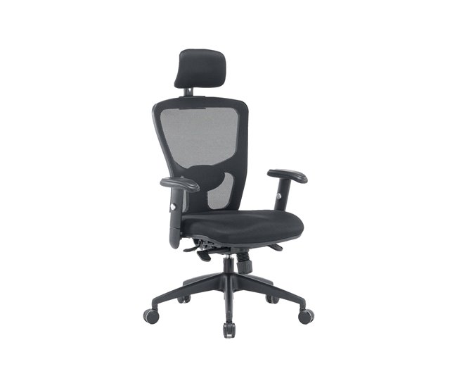 Conforama Silla de oficina Dhenr Silla ejecutiva de malla con reposabrazos Asiento de oficina ergonómico 68x66h120/130 cm Negro