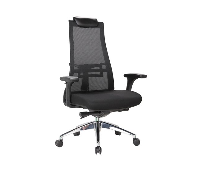 Conforama Silla de oficina Dmihail Silla ejecutiva de malla con reposabrazos Asiento de oficina ergonómico 71x69h110/118 cm Negro