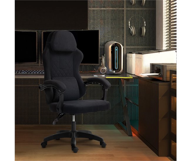 Conforama Silla De Oficina Tela Miltona Negro/negro 65X65X123 Cm