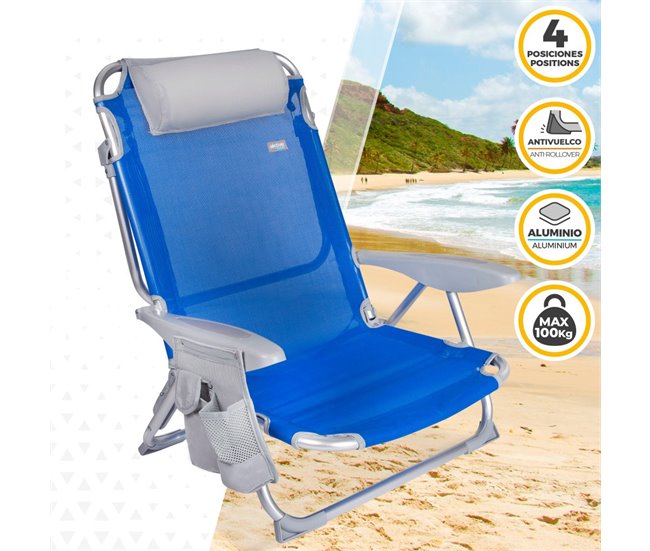 Conforama Silla De Playa 4 Posiciones Con Cojín Y Posavasos Aktive